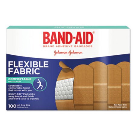 Band-Aid® Flexible Fabric Adhesive Bandages, 1" x 3", 100/Box
