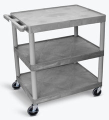 Luxor Utility Cart Polyethylene Plastic 32 X 24 X 33 Inch Gray Shelves Flush with Lip - M-580890-1587 - Each