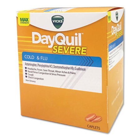 DayQuil® Cold and Flu Caplets, Daytime, Severe Cold and Flu, 25 Packs/Box