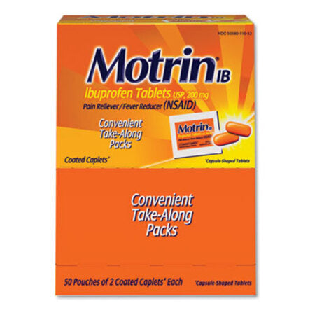 Motrin® IB Ibuprofen Tablets, Two-Pack, 50 Packs/Box
