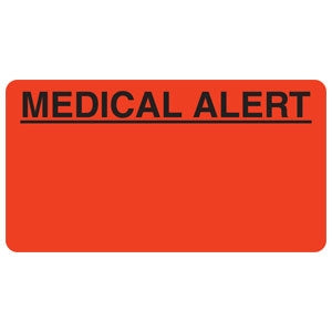 Tabbies Pre-Printed Label Warning Label Fluoresent Red Medical Alert - M-581239-2204 - Roll of 1