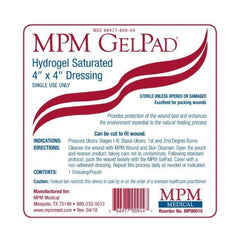 MPM Medical Hydrogel Dressing GelPad® 4 X 4 Inch Square Sterile