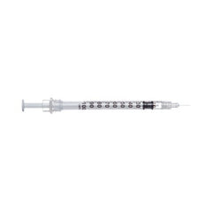 Sol-Millennium Medical Insulin Syringe with Needle Sol-Care™ 1 mL 28 Gauge 1/2 Inch Attached Needle Retractable Needle