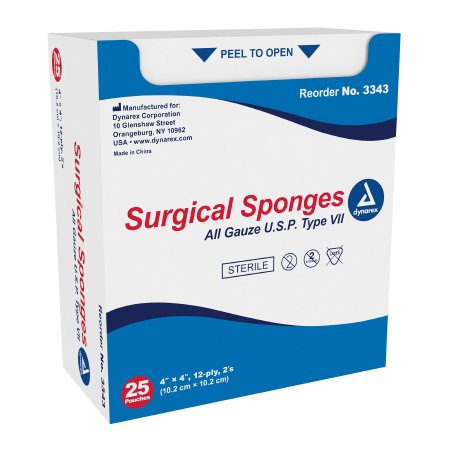 Dynarex Gauze Sponge Dynarex® Gauze 12-Ply 4 X 4 Inch Square Sterile