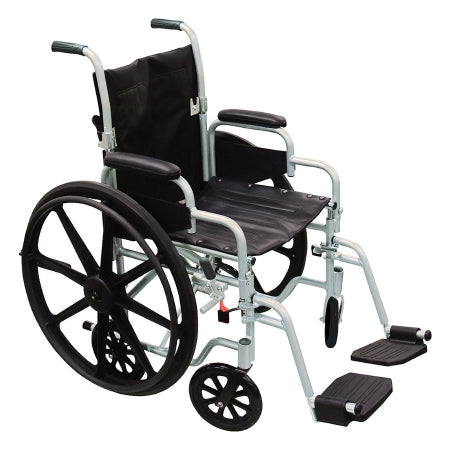 Drive Medical Lightweight Transport Chair drive™ Poly-Fly Aluminum Frame with Silver Finish 250 lbs. Weight Capacity Fixed Height / Padded Arm Black Upholstery