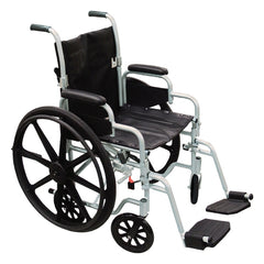 Drive Medical Lightweight Transport Chair drive™ Poly-Fly Aluminum Frame with Silver Finish 250 lbs. Weight Capacity Fixed Height / Padded Arm Black Upholstery