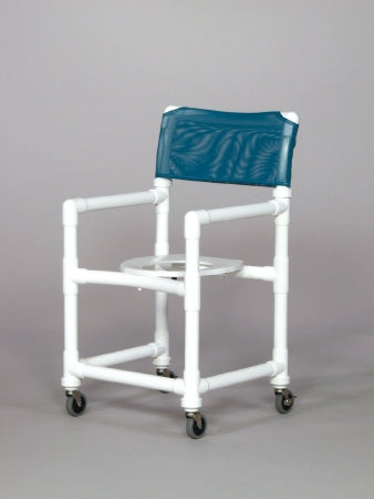 IPU Shower Chair Standard Fixed Arm PVC Frame Mesh Back 17-1/4 Inch Seat Width