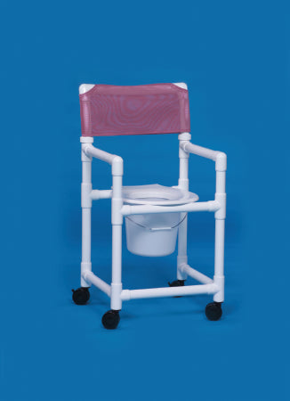 IPU Commode / Shower Chair Standard Fixed Arm PVC Frame Mesh Back 18 Inch Seat Width