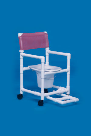 IPU Commode / Shower Chair Standard Fixed Arm PVC Frame Mesh Back 17-1/4 Inch Seat Width