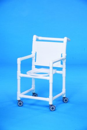 IPU Shower Chair Original Fixed Arm PVC Frame Mesh Back 18 Inch Seat Width