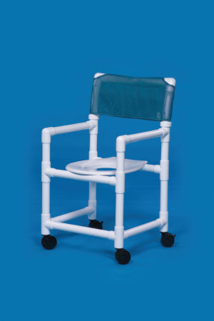 IPU Commode / Shower Chair Standard Fixed Arm PVC Frame Mesh Back 17-1/4 Inch Seat Width