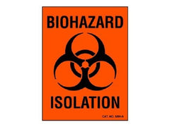 Shamrock Scientific Pre-Printed Label Shamrock Warning Label Fluorescent Red Biohazard Isolation / Symbol Black Biohazard 3 X 4 Inch - M-583994-3398 - Pack of 1