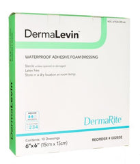 DermaRite Industries Foam Dressing DermaLevin® 6 X 6 Inch Square Adhesive with Border Sterile