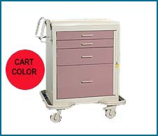 Future Health Concepts Medical Cart Metal 33-1/2 W X 25 D X 39-3/4 H Inch Red Two 3 Inch, One 6 Inch, One 12 Inch