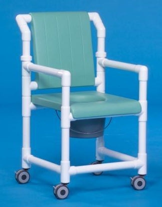 IPU Commode / Shower Chair ipu® Fixed Arm PVC Frame With Backrest 17-1/4 Inch Seat Width