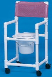 IPU Commode / Shower Chair Standard Fixed Arm PVC Frame Mesh Back 17-1/4 Inch Seat Width