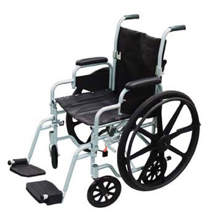 Drive Medical Transport Wheelchair drive™ Poly-Fly Aluminum Frame with Green Finish 250 lbs. Weight Capacity Full Length / Fixed Height / Padded Arm Black Upholstery