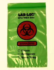 Elkay Plastics Specimen Transport Bag with Document Pouch Lab-Loc® 6 X 9 Inch LDPE Zip Closure Biohazard Symbol / Storage Instructions NonSterile