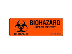 Pre-Printed Label Shamrock Warning Label Fluorescent Red Biohazard / Symbol Black Biohazard 1 X 3