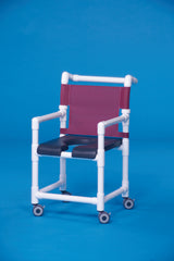 IPU Shower Chair ipu® Fixed Arm PVC Frame Mesh Back 18 Inch Seat Width