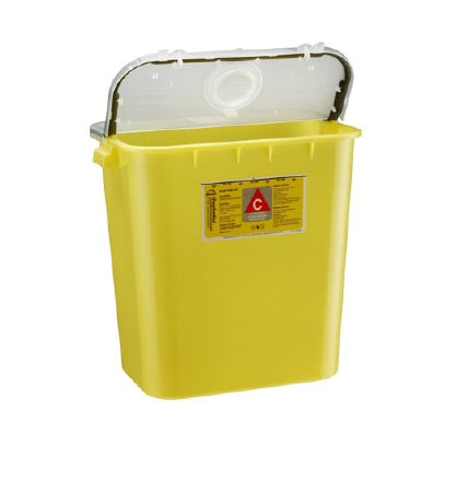 Bemis Healthcare Chemotherapy Waste Container Bemis™ Sentinel 15-7/8 H X 16-1/2 L X 11-13/16 W Inch 8 Gallon Yellow Base / White Lid Horizontal / Vertical Entry Gasketed Hinged Lid