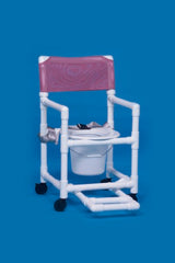 IPU Commode / Shower Chair Standard Fixed Arm PVC Frame Mesh Back