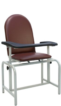 Winco Blood Drawing Chair Single Adjustable Flip Up Armrest Burgundy