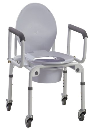 Drive Medical Commode Chair drive™ Padded Drop Arm Steel Frame 14 Inch Seat Width