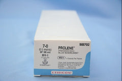Suture with Needle Prolene Nonabsorbable Uncoated Blue Suture Monofilament Polypropylene Suture Size 7 - 0 24 Inch Suture Double-Armed 9.3 mm Length 3/8 Circle Taper Point Needle