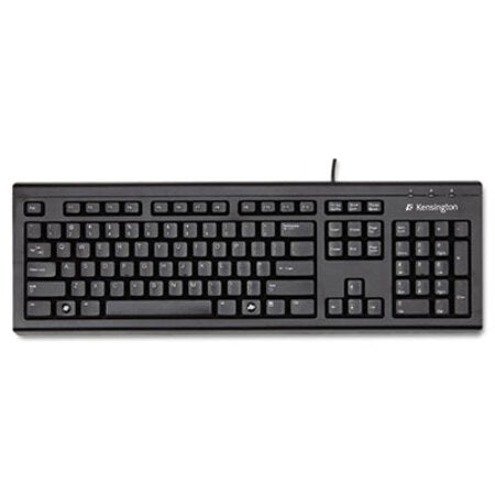 Kensington® Keyboard for Life Slim Spill-Safe Keyboard, 104 Keys, Black