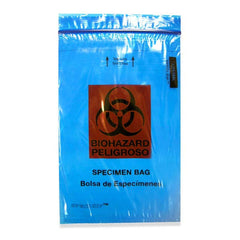 6" x 9" Transparent Blue 2-Pocket Zip-Closure Biohazard Specimen Bags 6" x 9" Transparent Blue ,1000 / pk - Axiom Medical Supplies