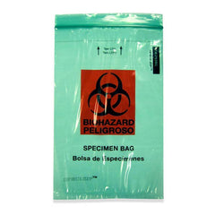 6" x 9" Transparent Green 2-Pocket Zip-Closure Biohazard Specimen Bags 6" x 9" Transparent Green ,1000 / pk - Axiom Medical Supplies