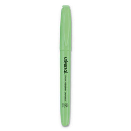 Universal™ Pocket Highlighters, Chisel Tip, Fluorescent Green, Dozen