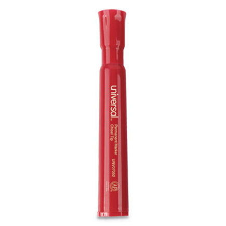 Universal™ Chisel Tip Permanent Marker, Broad, Red, Dozen