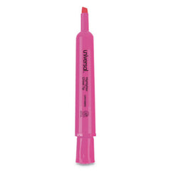 Universal™ Desk Highlighters, Chisel Tip, Fluorescent Pink, Dozen