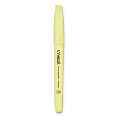 Universal™ Pocket Highlighters, Chisel Tip, Fluorescent Yellow, Dozen