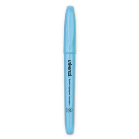 Universal™ Pocket Highlighters, Chisel Tip, Fluorescent Blue, Dozen