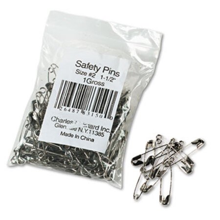 Charles Leonard® Safety Pins, Nickel-Plated, Steel, 1 1/2" Length, 144/Pack