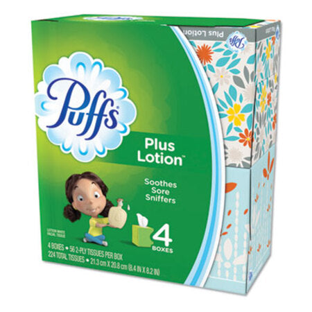 Puffs® Plus Lotion Facial Tissue, 1-Ply, White, 56 Sheets/Box, 24 Boxes/Carton
