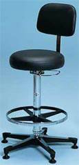 Brandt Industries Lab Stool Airbuoy Backrest Pneumatic Height Adjustment 5 Casters Gunmetal Gray