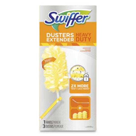 Swiffer® Heavy Duty Dusters, Plastic Handle Extends to 3 ft, 1 Handle and 3 Dusters/Kit