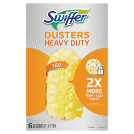 Swiffer® Heavy Duty Dusters Refill, Dust Lock Fiber, Yellow, 6/Box, 4 Box/Carton