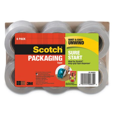 Scotch® Sure Start Packaging Tape for DP1000 Dispensers, 1.5" Core, 1.88" x 75 ft, Clear, 6/Pack