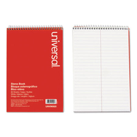 Universal® Steno Books, Gregg Rule, 6 x 9, White, 80 Sheets