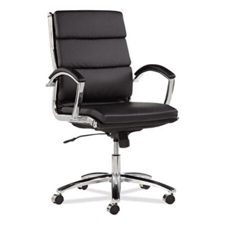 Alera® Alera Neratoli Mid-Back Slim Profile Chair, Supports up to 275 lbs, Black Seat/Black Back, Chrome Base