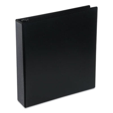 Universal® Deluxe Round Ring View Binder, 3 Rings, 2" Capacity, 11 x 8.5, Black