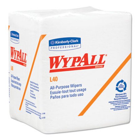 WypAll® L40 Towels, 1/4 Fold, White, 12 1/2 x 12, 56/Box, 18 Packs/Carton