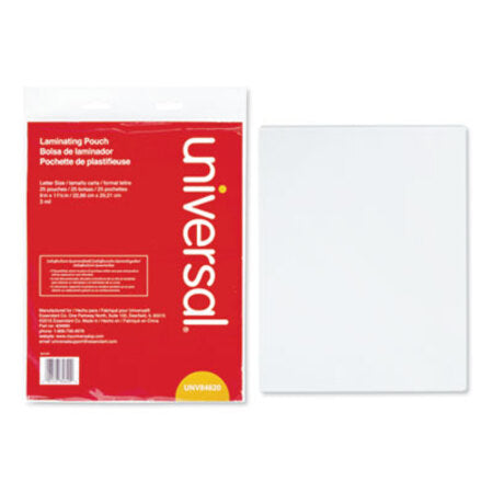 Universal® Laminating Pouches, 3 mil, 9" x 11.5", Matte Clear, 25/Pack