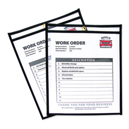 C-Line® Shop Ticket Holders, Stitched, Both Sides Clear, 50 Sheets, 8 1/2 x 11, 25/Box
