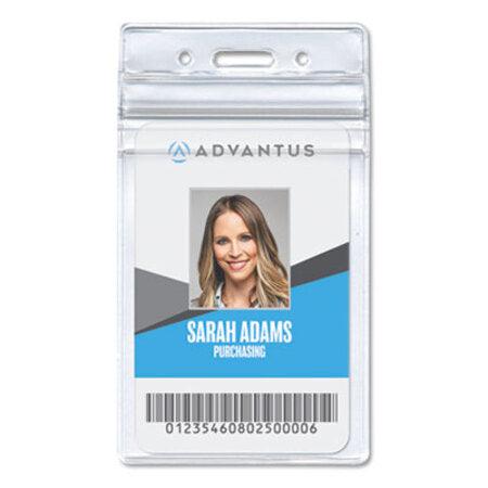 Advantus Resealable ID Badge Holder, Vertical, 3.68 x 5, Clear, 50/Pack